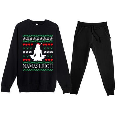 Namasleigh Christmas Yoga Om Namaste Yogi Festive Meaningful Gift Premium Crewneck Sweatsuit Set