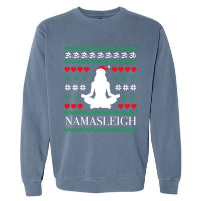 Namasleigh Christmas Yoga Om Namaste Yogi Festive Meaningful Gift Garment-Dyed Sweatshirt