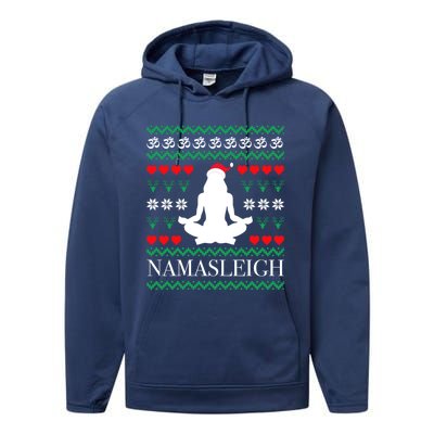 Namasleigh Christmas Yoga Om Namaste Yogi Festive Meaningful Gift Performance Fleece Hoodie