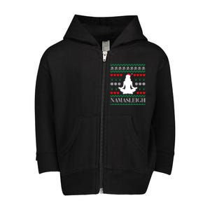 Namasleigh Christmas Yoga Om Namaste Yogi Festive Meaningful Gift Toddler Zip Fleece Hoodie