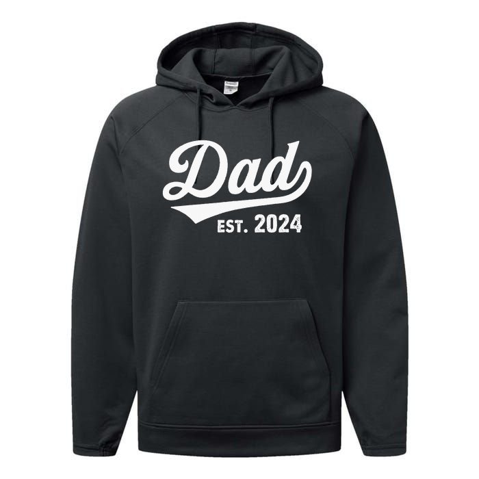 New Dad 1st Time Dad Est 2024 Promoted To Daddy Performance Fleece Hoodie