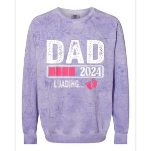 New Dad 1st Time Dad Est 2024 Promoted To Daddy 2024 Father Colorblast Crewneck Sweatshirt