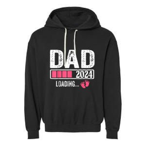 New Dad 1st Time Dad Est 2024 Promoted To Daddy 2024 Father Garment-Dyed Fleece Hoodie