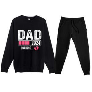 New Dad 1st Time Dad Est 2024 Promoted To Daddy 2024 Father Premium Crewneck Sweatsuit Set