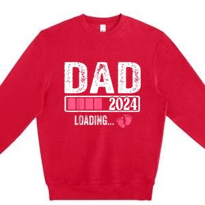 New Dad 1st Time Dad Est 2024 Promoted To Daddy 2024 Father Premium Crewneck Sweatshirt