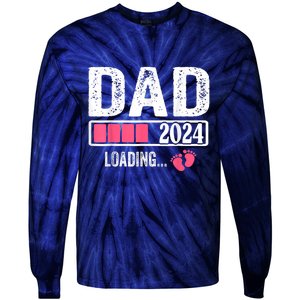 New Dad 1st Time Dad Est 2024 Promoted To Daddy 2024 Father Tie-Dye Long Sleeve Shirt