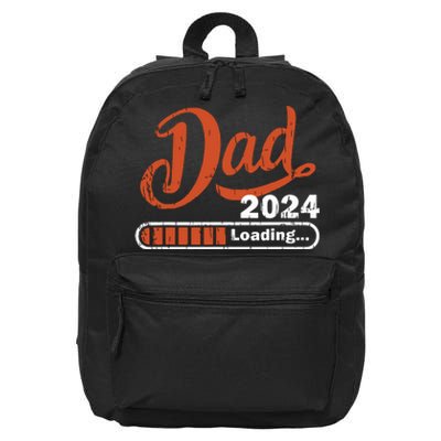 New Dad 1st Time Dad Est 2024 Promoted To Daddy 2024 Father 16 in Basic Backpack