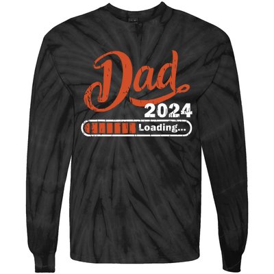 New Dad 1st Time Dad Est 2024 Promoted To Daddy 2024 Father Tie-Dye Long Sleeve Shirt