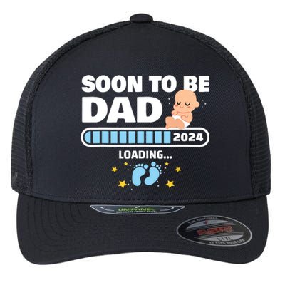 New Dad 1st Time Dad Est 2024 Promoted To Daddy 2024 Father Flexfit Unipanel Trucker Cap