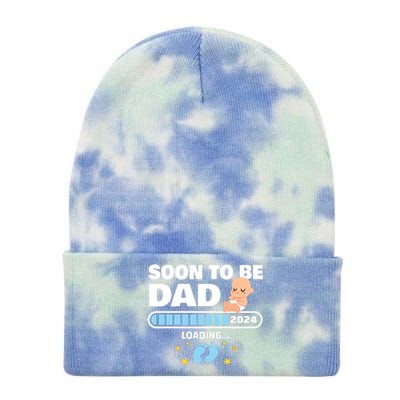 New Dad 1st Time Dad Est 2024 Promoted To Daddy 2024 Father Tie Dye 12in Knit Beanie