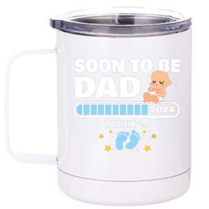 New Dad 1st Time Dad Est 2024 Promoted To Daddy 2024 Father 12 oz Stainless Steel Tumbler Cup