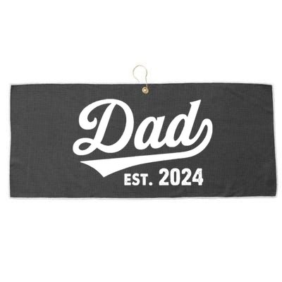 New Dad 1st Time Dad Est 2024 Promoted To Daddy 2024 Father Large Microfiber Waffle Golf Towel