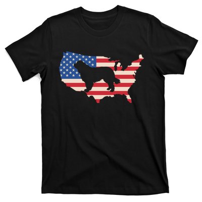 Newfie Dog America Flag Patriotic Dog Lover Gift T-Shirt