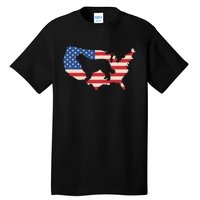 Newfie Dog America Flag Patriotic Dog Lover Gift Tall T-Shirt