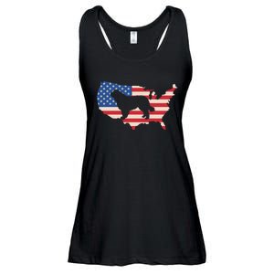 Newfie Dog America Flag Patriotic Dog Lover Gift Ladies Essential Flowy Tank