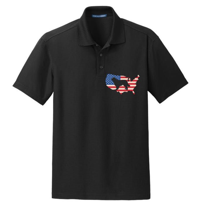 Newfie Dog America Flag Patriotic Dog Lover Gift Dry Zone Grid Polo