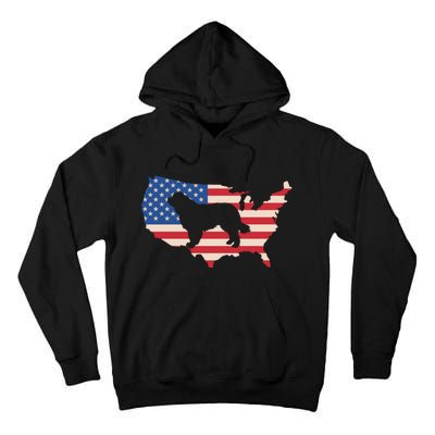 Newfie Dog America Flag Patriotic Dog Lover Gift Tall Hoodie