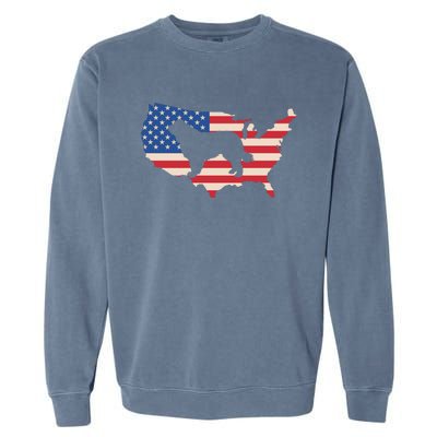 Newfie Dog America Flag Patriotic Dog Lover Gift Garment-Dyed Sweatshirt