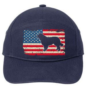 Newfie Dog America Flag Patriotic Dog Lover 7-Panel Snapback Hat