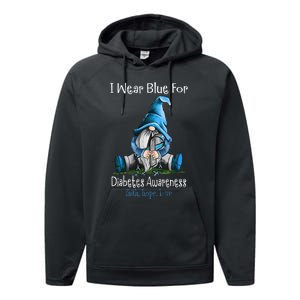 November Diabetes Awareness Month Funny Gnomes Wear Blue Performance Fleece Hoodie