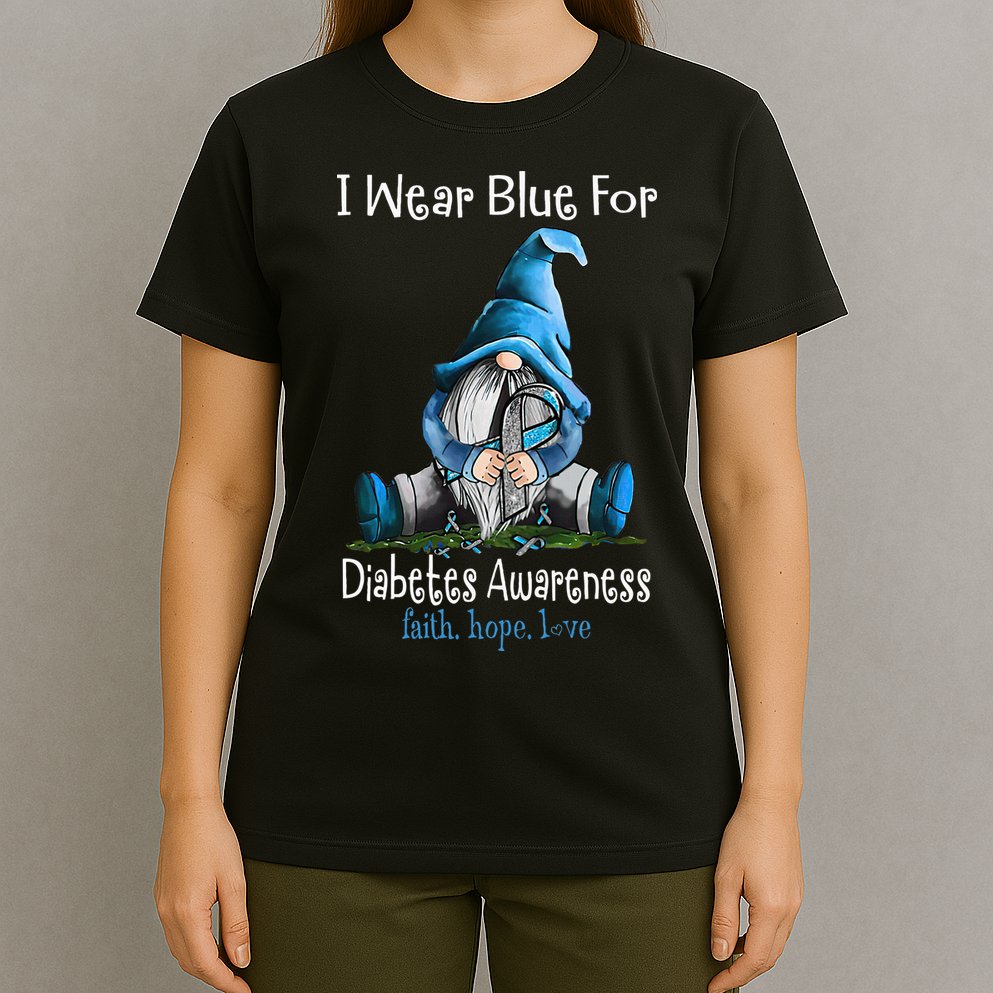November Diabetes Awareness Month Funny Gnomes Wear Blue T-Shirt