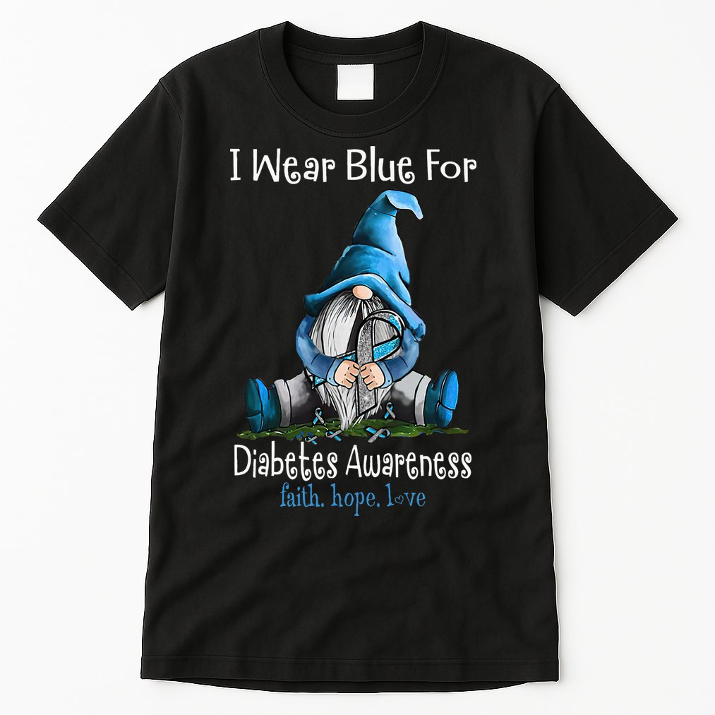 November Diabetes Awareness Month Funny Gnomes Wear Blue Tall T-Shirt