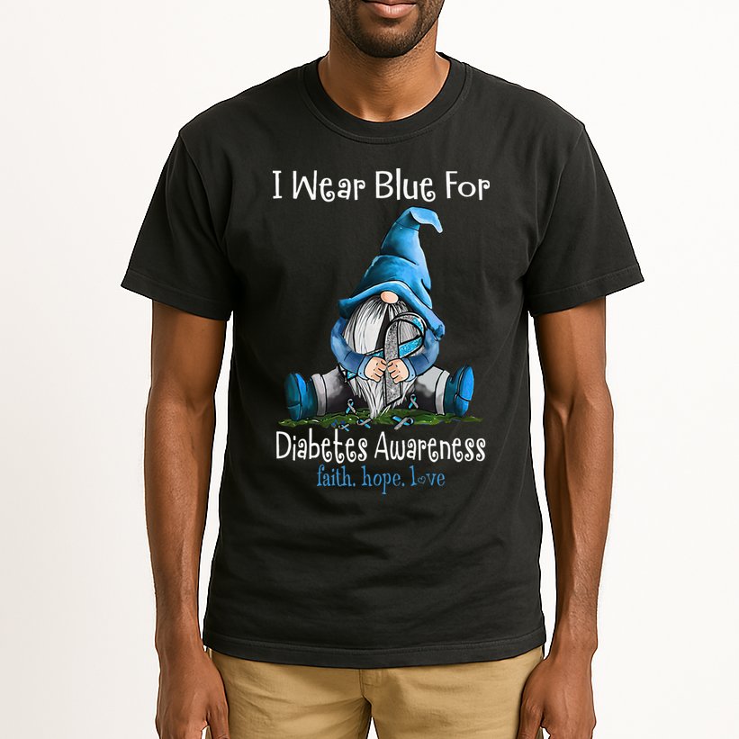 November Diabetes Awareness Month Funny Gnomes Wear Blue Tall T-Shirt