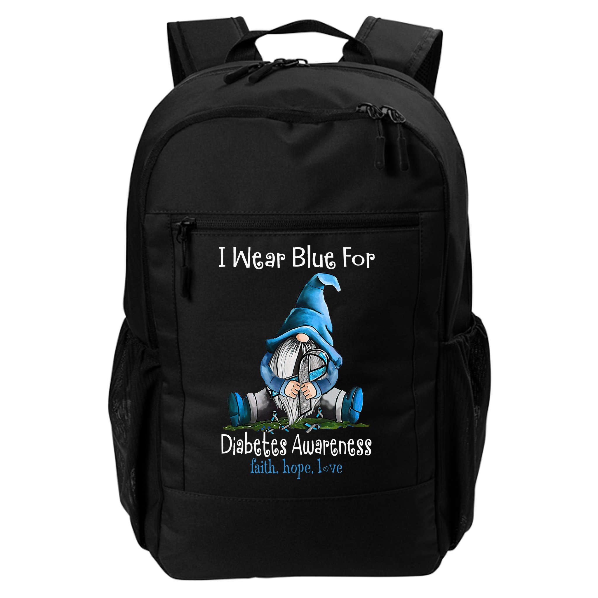 November Diabetes Awareness Month Funny Gnomes Wear Blue Backpack