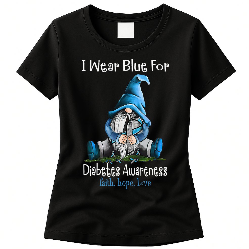 November Diabetes Awareness Month Funny Gnomes Wear Blue Womens T-Shirt