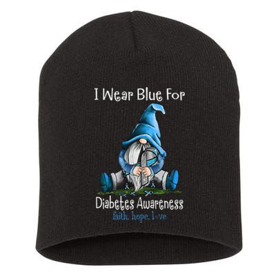 November Diabetes Awareness Month Funny Gnomes Wear Blue Short Acrylic Beanie