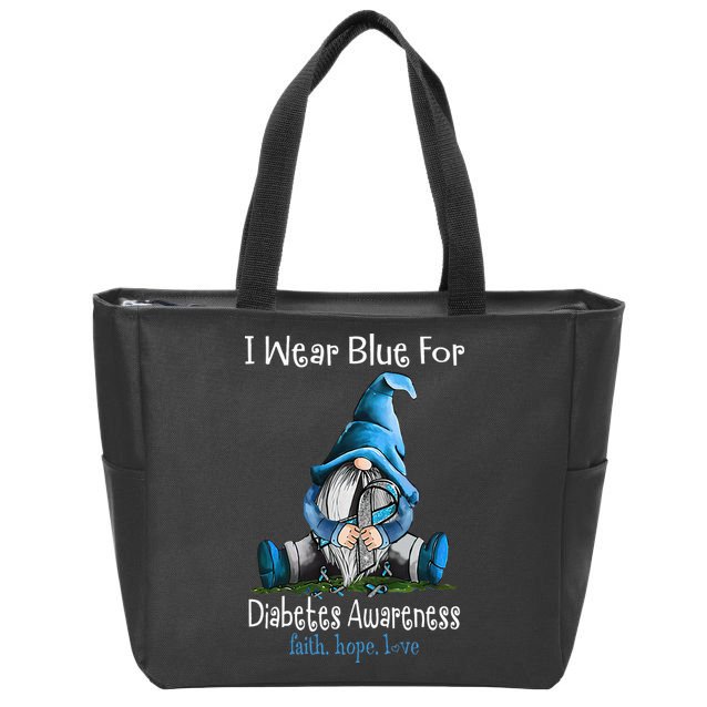November Diabetes Awareness Month Funny Gnomes Wear Blue Zip Tote Bag
