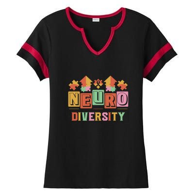 Neuro Diversity Autism Awareness Month Gift Ladies Halftime Notch Neck Tee