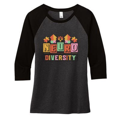 Neuro Diversity Autism Awareness Month Gift Women's Tri-Blend 3/4-Sleeve Raglan Shirt