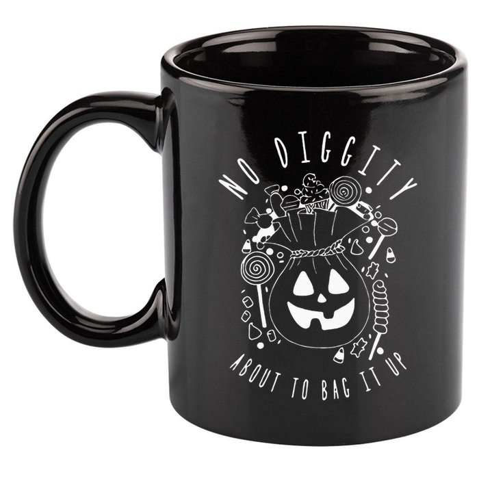 No Diggity About To Bag It Up Trick Or Treat Candy Halloween 11oz C Handle Ceramic Mug