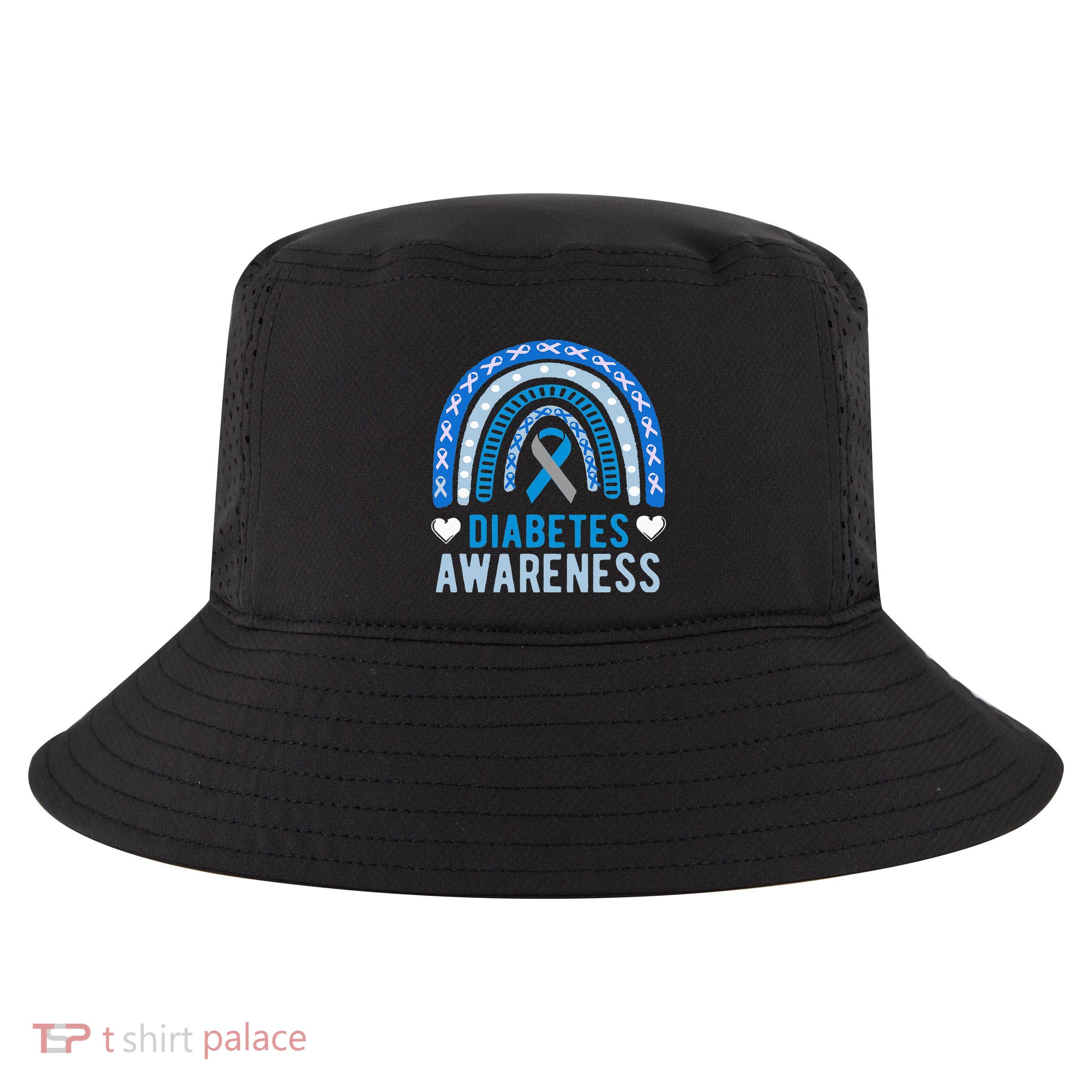 National Diabetes Awareness Month blue ribbon Rainbow Cool Comfort Performance Bucket Hat