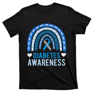 National Diabetes Awareness Month blue ribbon Rainbow T-Shirt