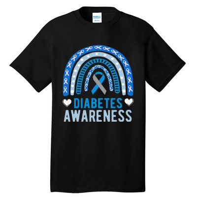 National Diabetes Awareness Month blue ribbon Rainbow Tall T-Shirt