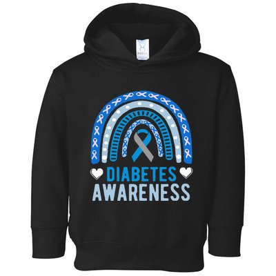 National Diabetes Awareness Month blue ribbon Rainbow Toddler Hoodie