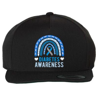 National Diabetes Awareness Month blue ribbon Rainbow Wool Snapback Cap