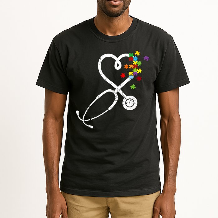  Nurse Doctor Autism Awareness Puzzle Stethoscope Heart Tall T-Shirt