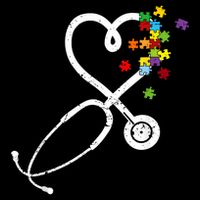  Nurse Doctor Autism Awareness Puzzle Stethoscope Heart Tall T-Shirt