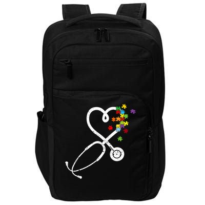  Nurse Doctor Autism Awareness Puzzle Stethoscope Heart Impact Tech Backpack