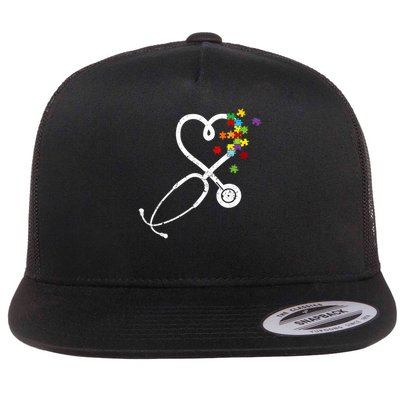  Nurse Doctor Autism Awareness Puzzle Stethoscope Heart Flatbill Hat
