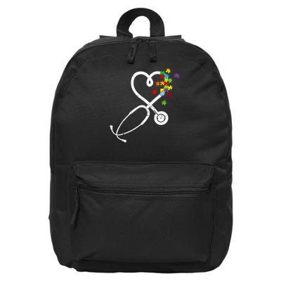  Nurse Doctor Autism Awareness Puzzle Stethoscope Heart 16 in Basic Backpack