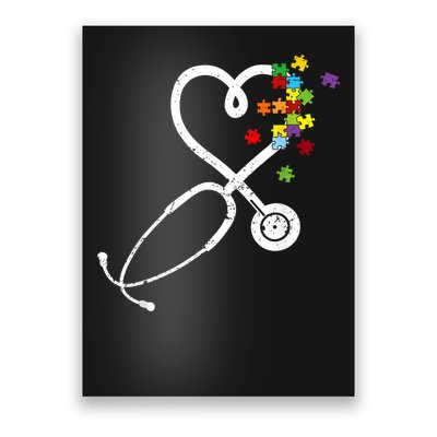  Nurse Doctor Autism Awareness Puzzle Stethoscope Heart Poster