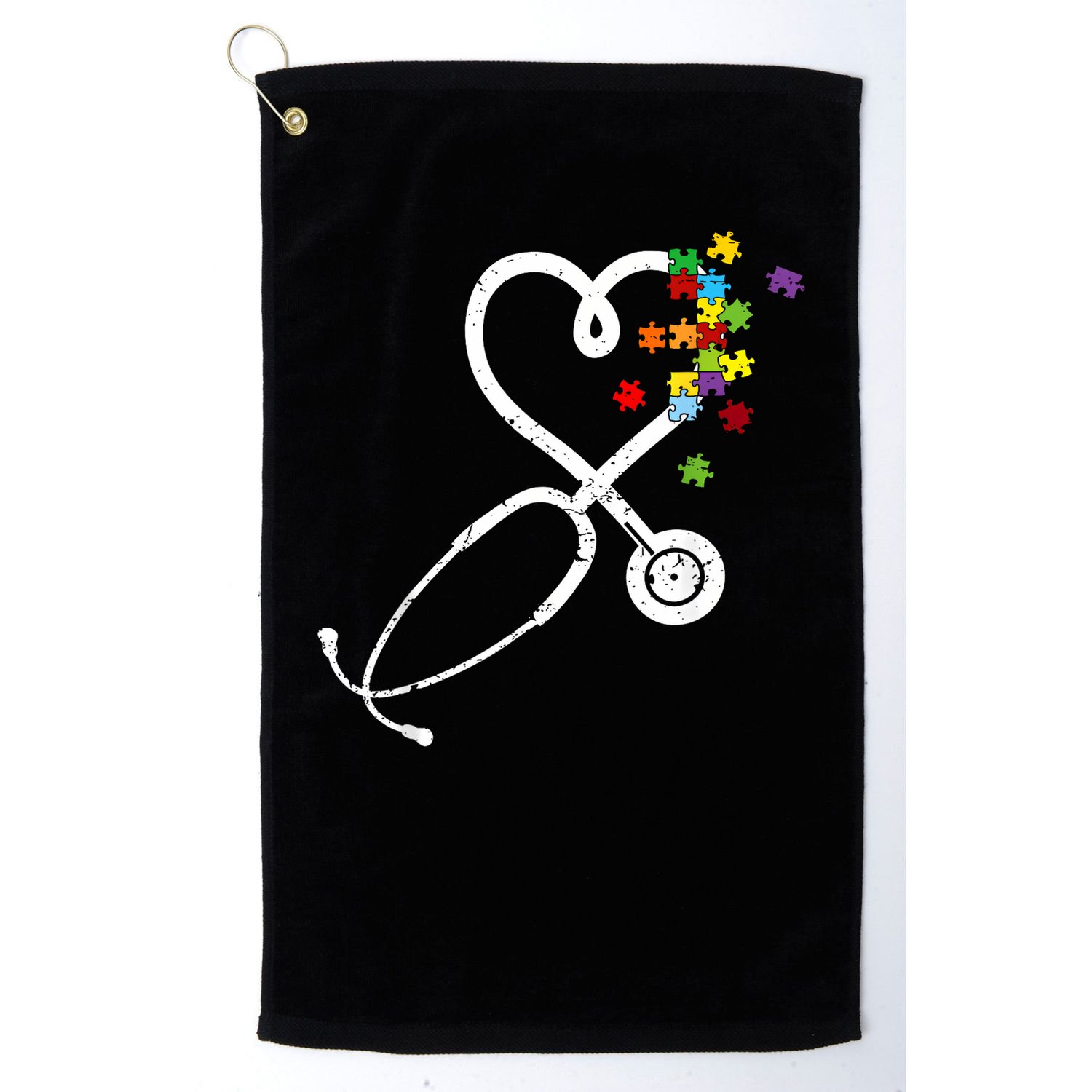  Nurse Doctor Autism Awareness Puzzle Stethoscope Heart Golf Towel