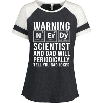 Nerdy Dad And Scientist Will Periodically Tell Bad Jokes Great Gift Enza Ladies Jersey Colorblock Tee