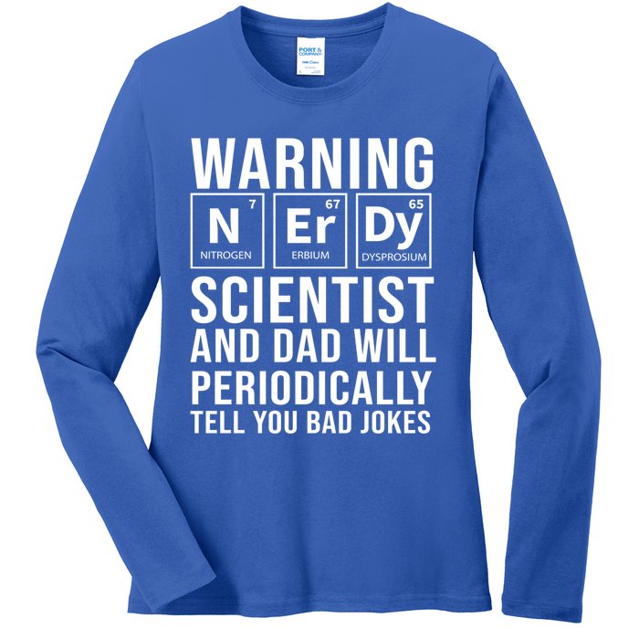 Nerdy Dad And Scientist Will Periodically Tell Bad Jokes Great Gift Ladies Long Sleeve Shirt