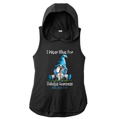 November Diabetes Awareness Funny Gnomes Wear Blue Ladies PosiCharge Tri-Blend Wicking Draft Hoodie Tank