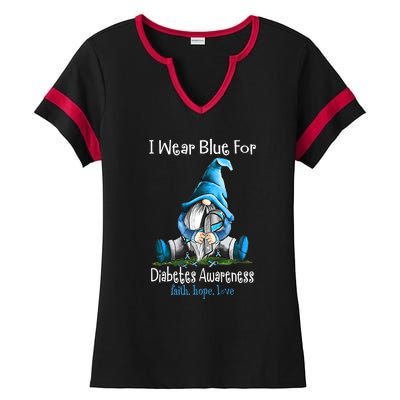 November Diabetes Awareness Funny Gnomes Wear Blue Ladies Halftime Notch Neck Tee